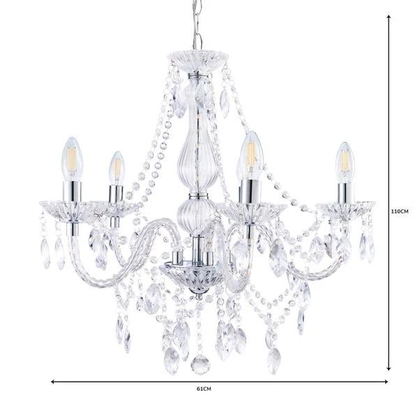 Marie Therese Chrome Integrated LED 5 Light Chandelier - Image 6