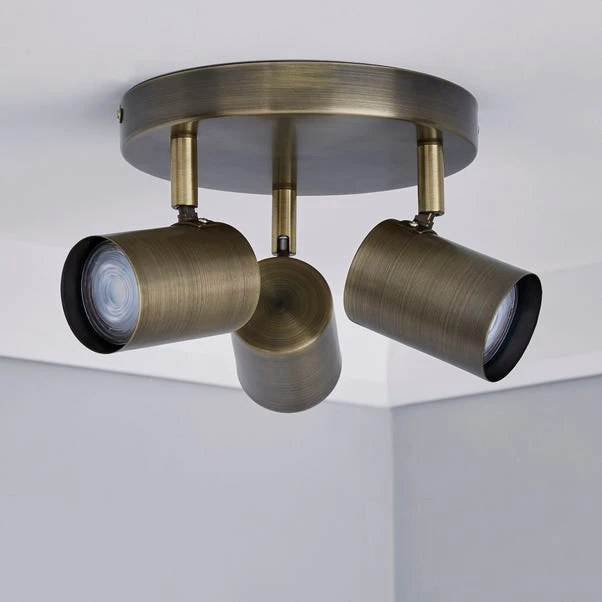 Newark Antique Bronze 3 Light Semi Flush Spotlight - Image 2