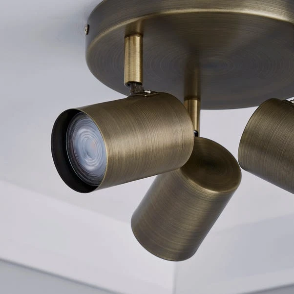 Newark Antique Bronze 3 Light Semi Flush Spotlight - Image 3