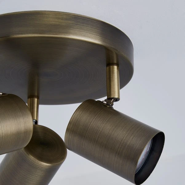 Newark Antique Bronze 3 Light Semi Flush Spotlight - Image 4