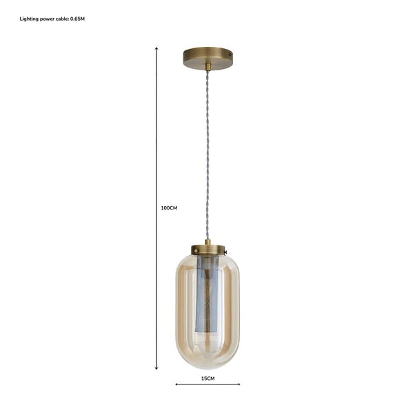 Safi Mesh Antique Brass Pendant Light - Image 6