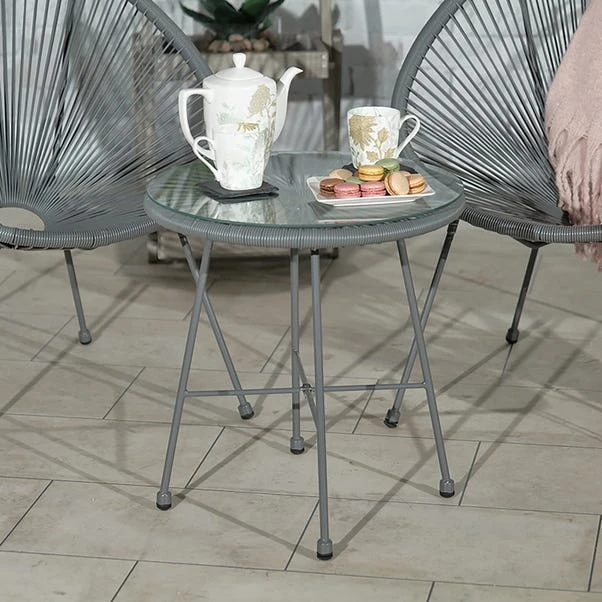 Monaco 2 Seater Grey Egg Chair Bistro Set - Image 2