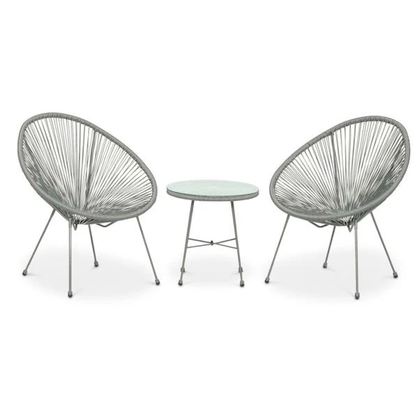 Monaco 2 Seater Grey Egg Chair Bistro Set - Image 3
