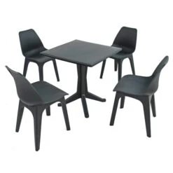 Ponente 4 Seater Anthracite Dining Set With Eolo Chairs