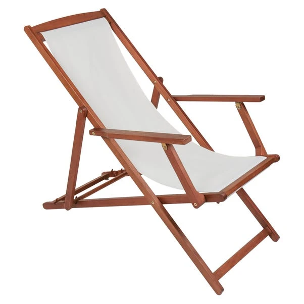Eucalyptus Cream Wooden Deck Chair - Image 2