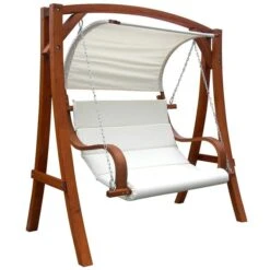 Wooden 3 Seater Swing Chair With Canopy