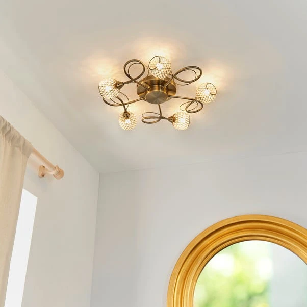 Vogue Malden 5 Light Semi Flush Ceiling Light - Image 2