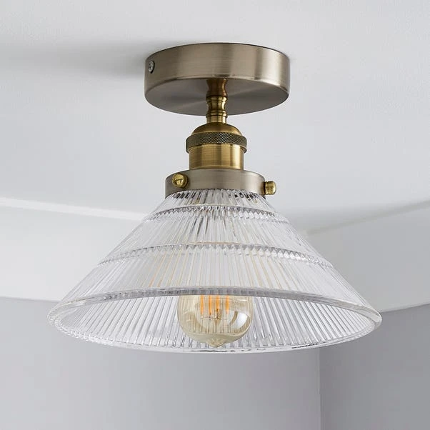 Logan Glass Satin Nickel Semi Flush Ceiling Light - Image 2