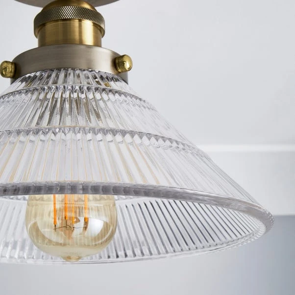 Logan Glass Satin Nickel Semi Flush Ceiling Light - Image 3