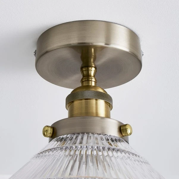 Logan Glass Satin Nickel Semi Flush Ceiling Light - Image 4