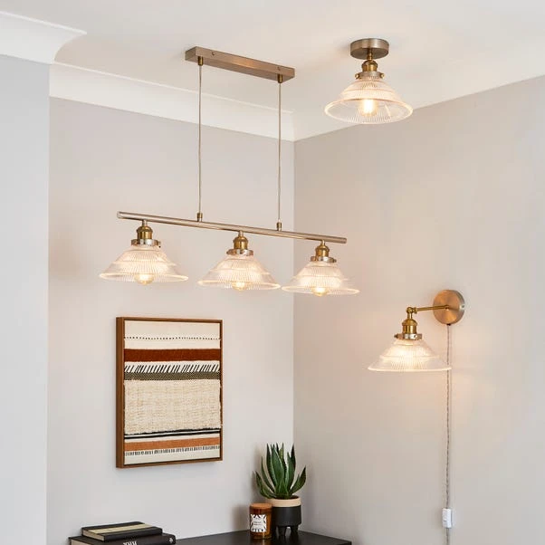 Logan Glass Satin Nickel Semi Flush Ceiling Light - Image 6