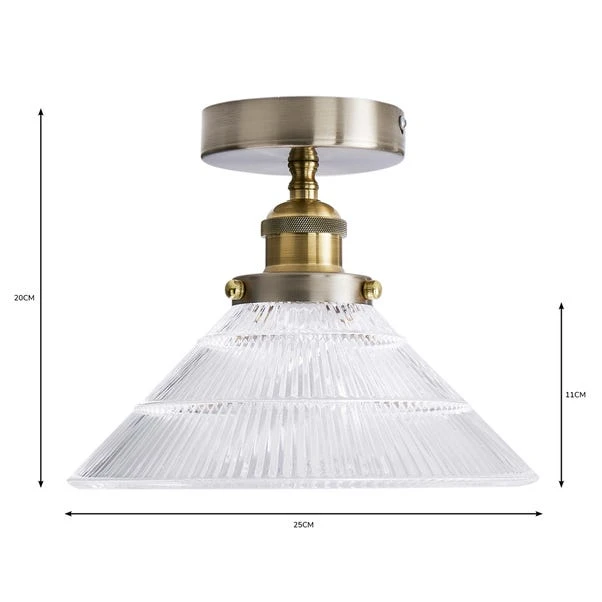 Logan Glass Satin Nickel Semi Flush Ceiling Light - Image 7