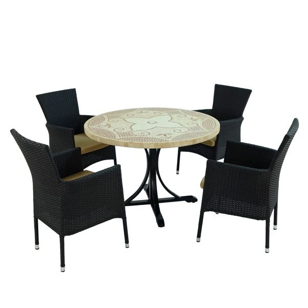 Provence Dining Table With 4 Stockholm Black Chairs Set - Image 3