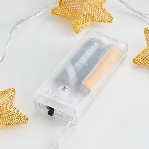 Gold Metal Mesh Star LED String Lights - Image 4