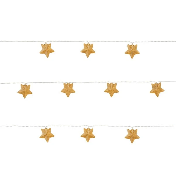 Gold Metal Mesh Star LED String Lights - Image 5