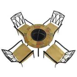 Bayfield Firepit 89cm Table With 4 Ascot Chairs Set