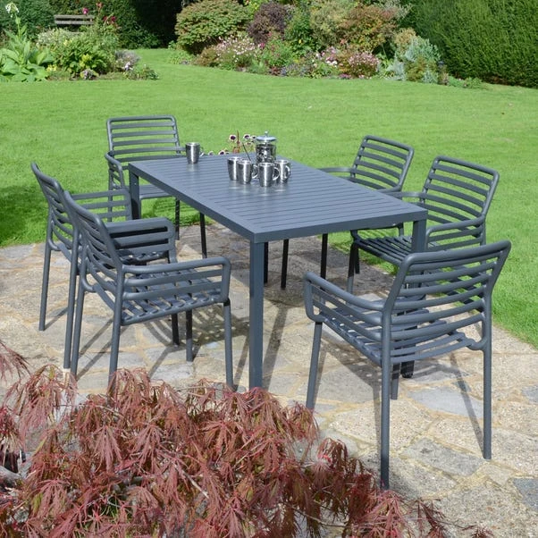 Cube Dining Table With 6 Doga Chair Set Anthracite - Image 2