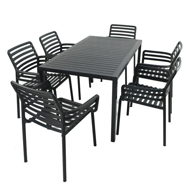 Cube Dining Table With 6 Doga Chair Set Anthracite - Image 4
