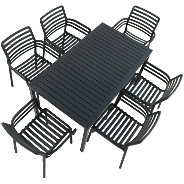 Cube Dining Table With 6 Doga Chair Set Anthracite - Image 7