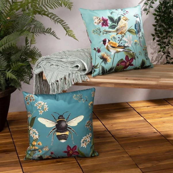 Wylder Nature Midnight Garden Birds Outdoor Cushion - Image 4