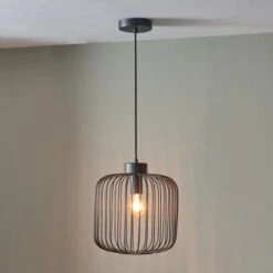 Dania Matt Black Metal Wire Pendant Light