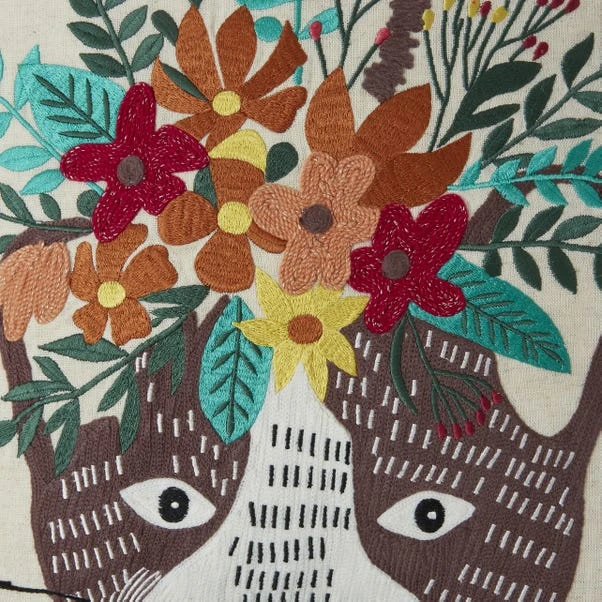 Cat Embroidered Cushion - Image 2