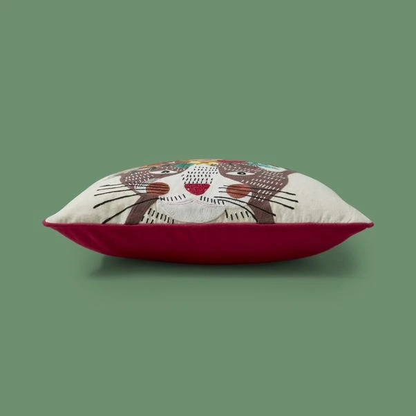 Cat Embroidered Cushion - Image 4