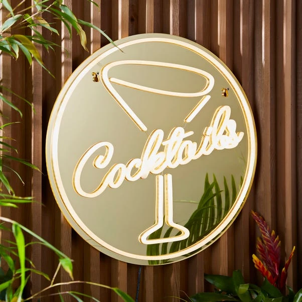 Cocktail Indoor Outdoor Mirrored Neon Sign - Image 3