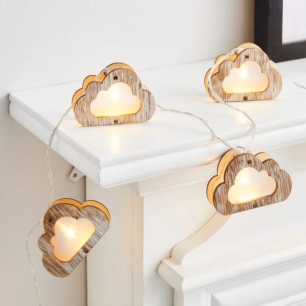 Wooden Cloud 10 LED String Lights - Image 2