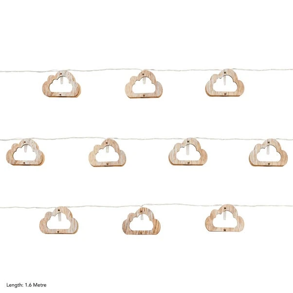 Wooden Cloud 10 LED String Lights - Image 4