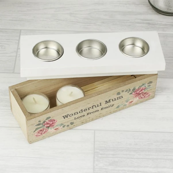Personalised Floral Watercolour Triple Tealight Box - Image 2