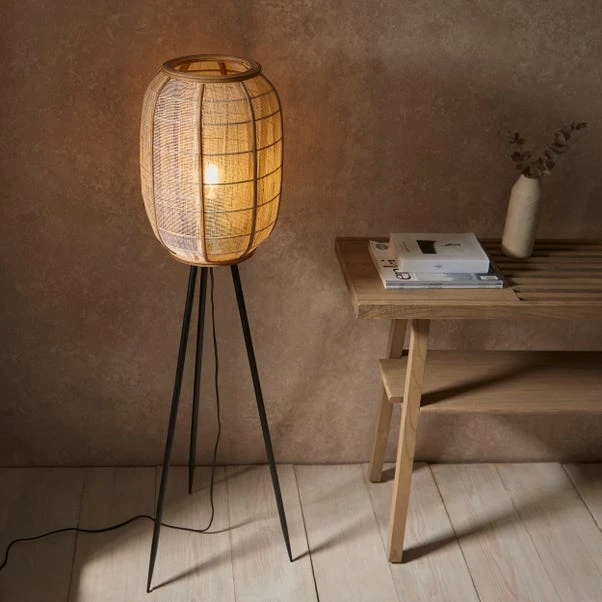Vogue Zen Linen And Bamboo Floor Lamp - Image 3