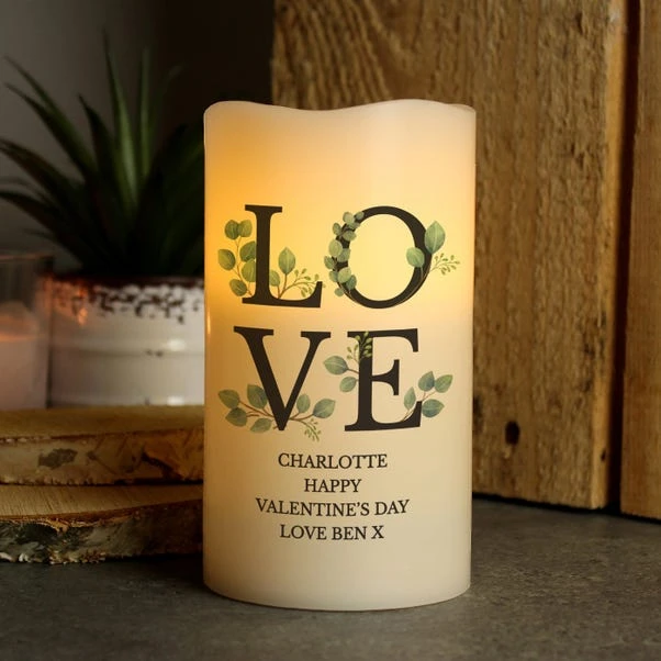 Personalised Botanical LOVE LED Candle - Image 3