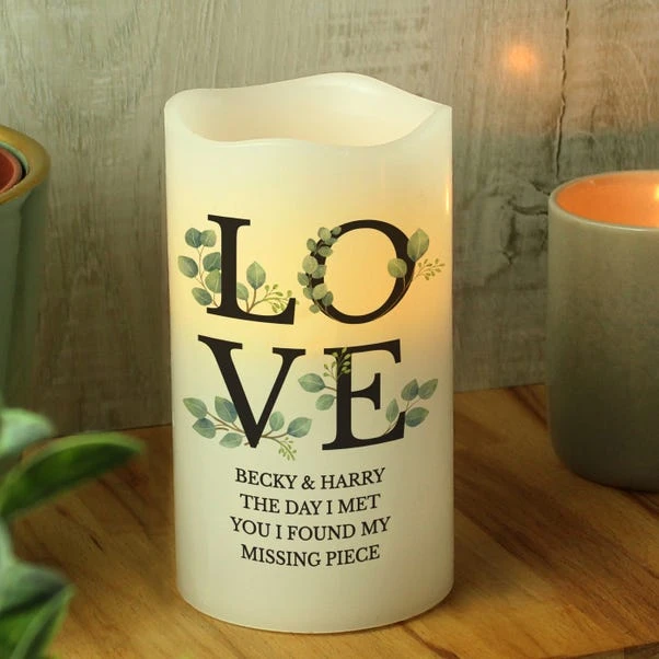 Personalised Botanical LOVE LED Candle - Image 4