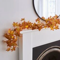 Artificial Autumnal Leaves Lit Garland