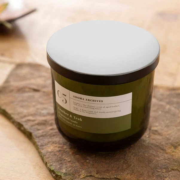 Leather And Teak Multi Wick Candle - Image 4