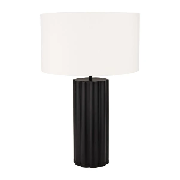 Petula Metal Scallop Table Lamp With Bloom Handloom Scalloped Cylinder Shade - Image 2