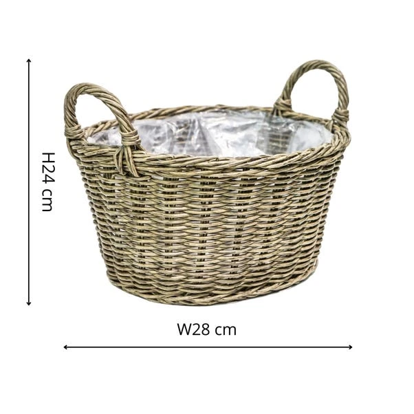 Ivyline Polyrattan Lined Basket Plant Pot - Image 9