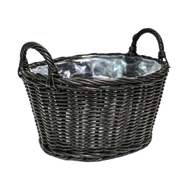 Ivyline Polyrattan Lined Basket Plant Pot - Image 2