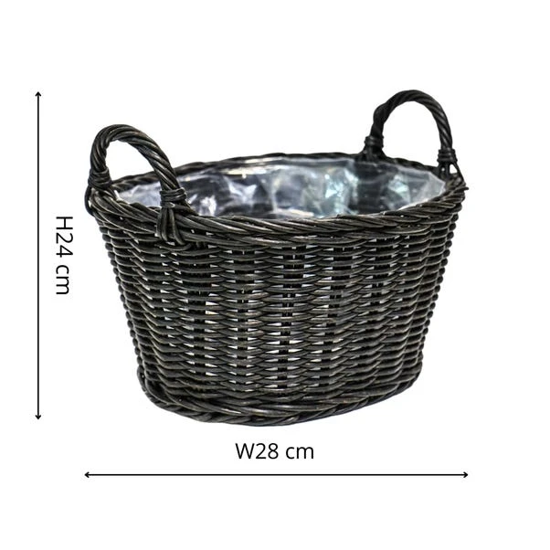 Ivyline Polyrattan Lined Basket Plant Pot - Image 4