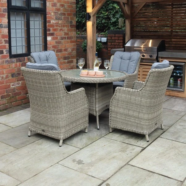 Wentworth 4 Seater Round Highback Comfort Dining Set - Image 2