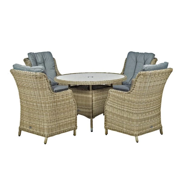 Wentworth 4 Seater Round Highback Comfort Dining Set - Image 3