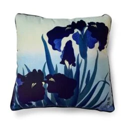 The Art Group Ohara Koson Iris Flowers Velvet Square Cushion