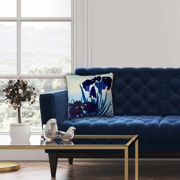 The Art Group Ohara Koson Iris Flowers Velvet Square Cushion - Image 2