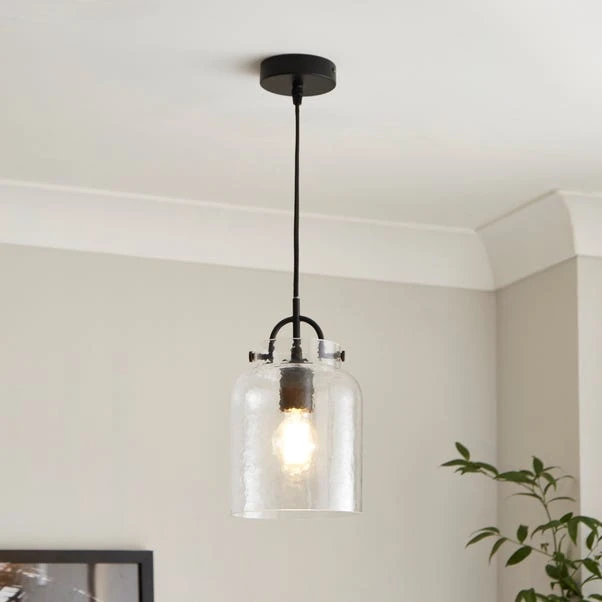 Henri Industrial Adjustable Mottled Glass Pendant Light
