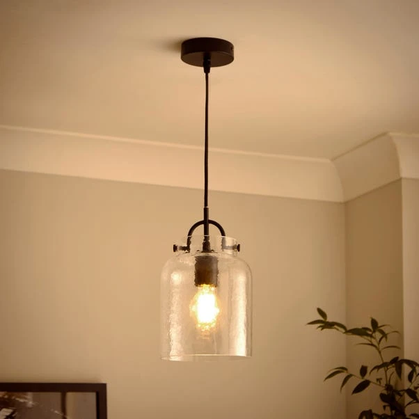Henri Industrial Adjustable Mottled Glass Pendant Light - Image 2
