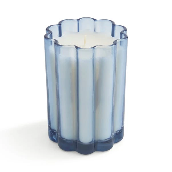Ylang Ylang & Neroli Scalloped Blue Glass Candle - Image 3