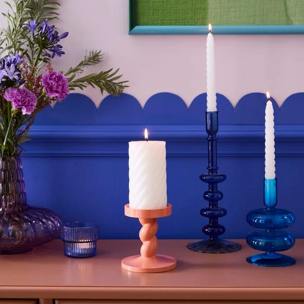 Sophie Robinson Coral Twisted Pillar Candle Holder