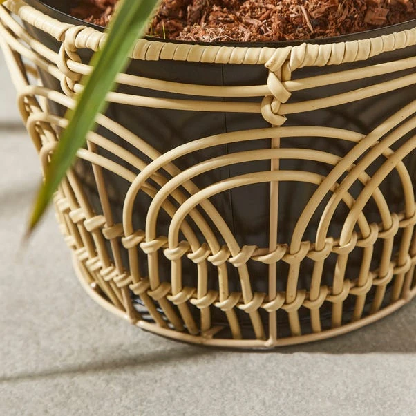 Faux Rattan Metal Plant Pot - Image 2