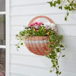 Faux Rattan Half Wall Hanging Basket